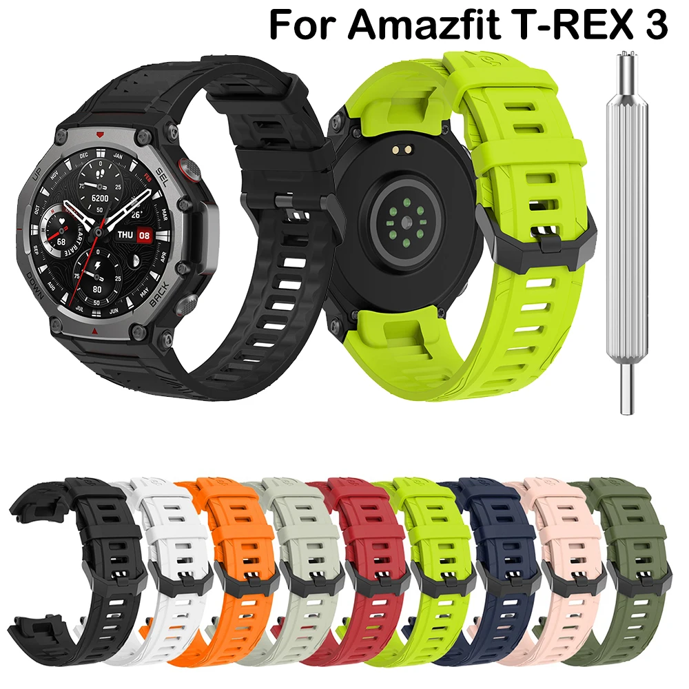 Silicone WatchStrap For Amazfit T-Rex 3 Smart Watch Band Bracelet Wristband For Huami Amazfit T Rex 3 Original Replacement Strap