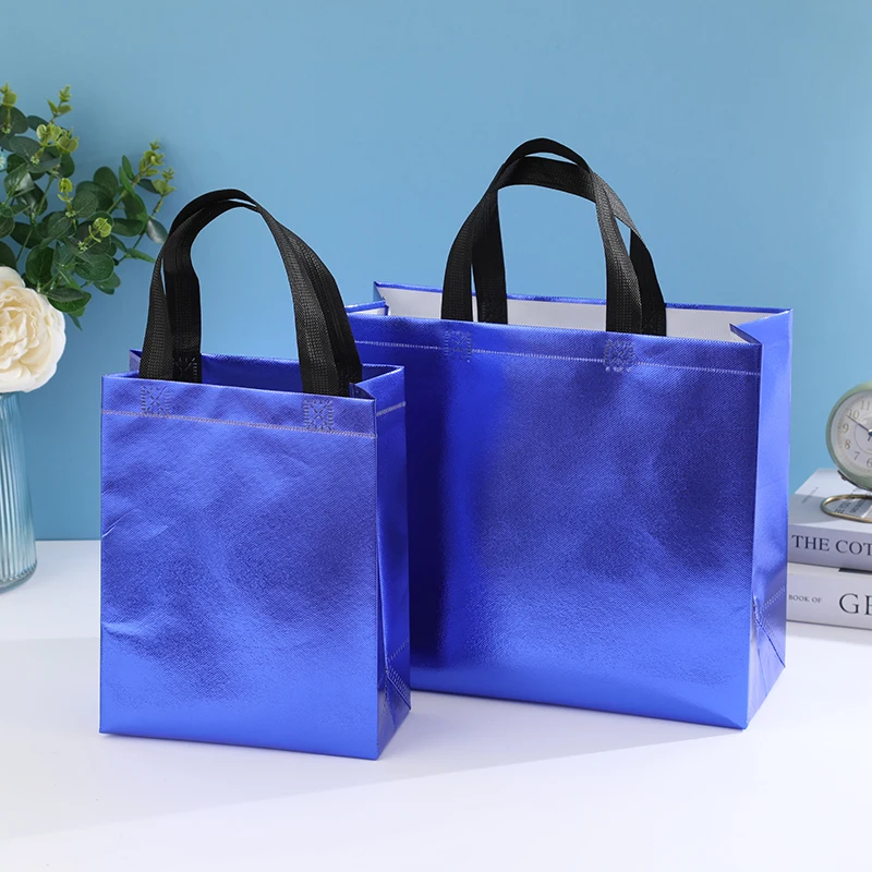 5pcs Customized environmental protection non-woven fabric shopping bag, folding ecological bag reusable fashion non-woven gift b