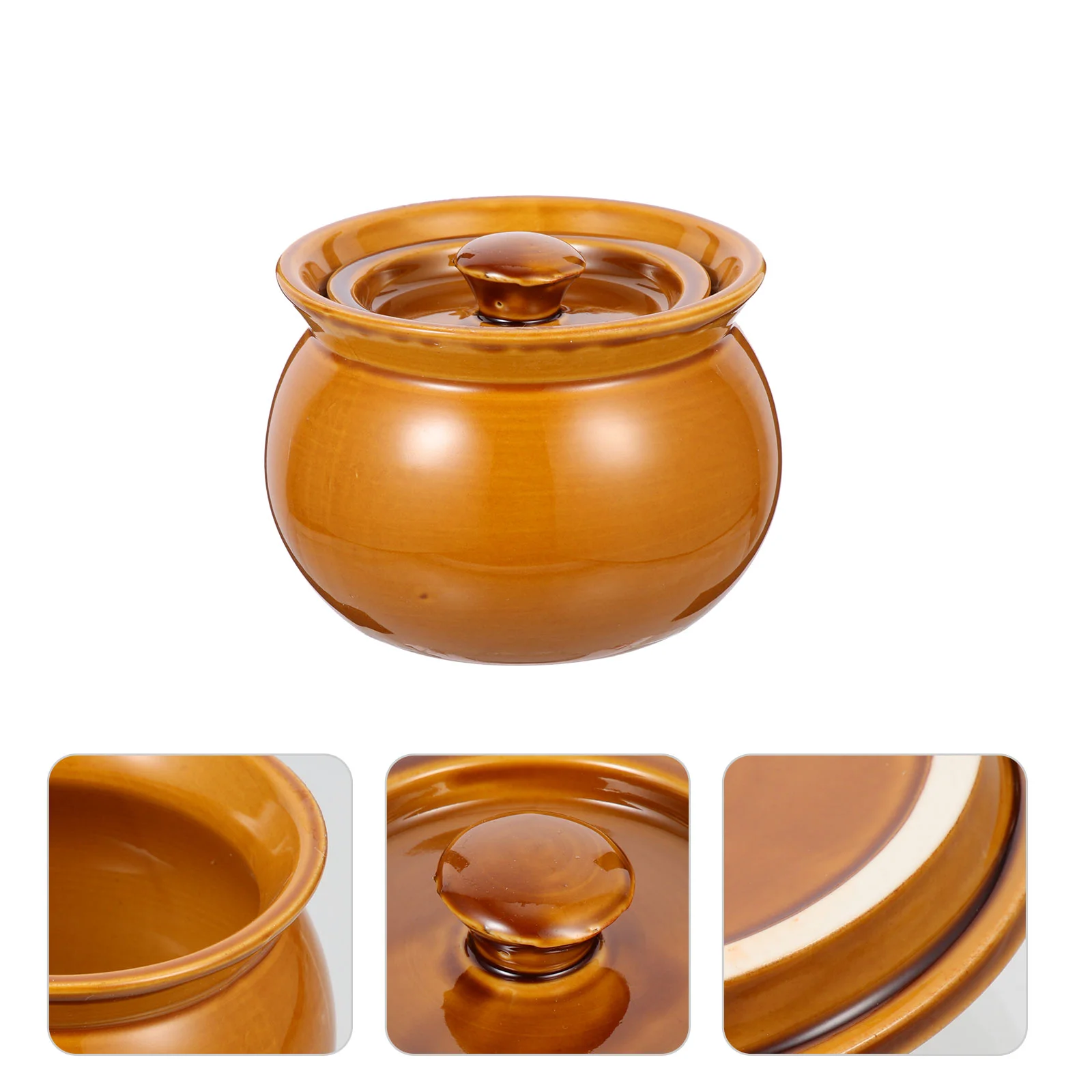 

500ml Brown Jar Kitchen Pot Tableware Ceramic Bowl Stewing Ceramic Stew Cup Soup Kitchen Tableware Bowl Pot