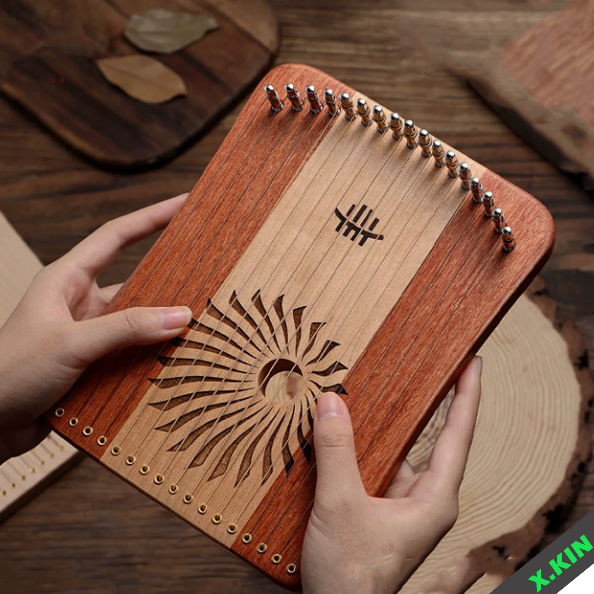 

17 Strings Mini Thumb Kalyre 17 Kalimba Strings Finger Harp Wood Creative Finger Lyre Beginner Musical Instrument