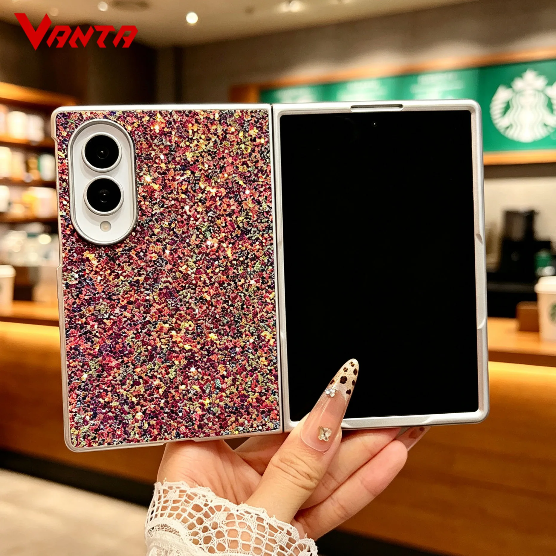Z Fold8 Wide Y2K Bling Glitter Electroplate Case for Samsung Galaxy Z Fold 8 Ultra Zfold 7 6 5 4 Silver Frame Bumper Slim Cover