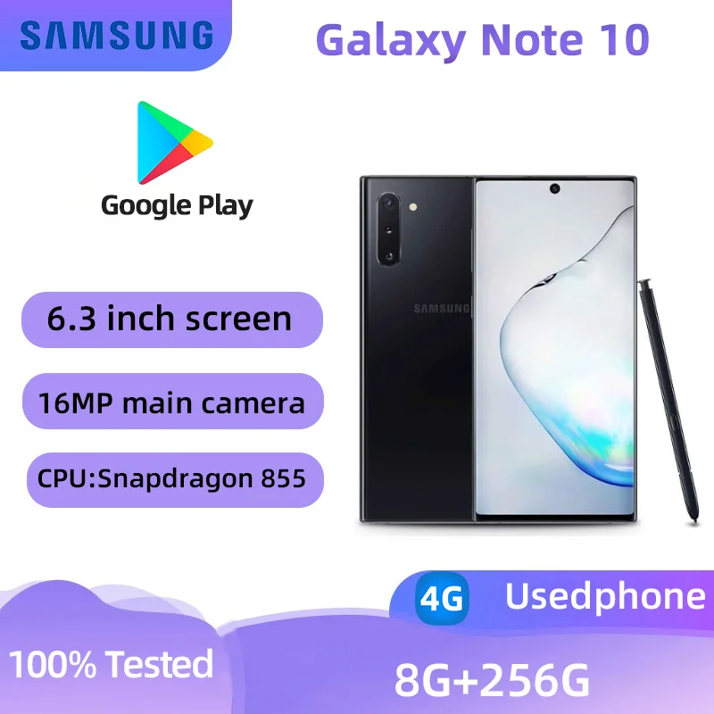 Samsung Galaxy Note10 4g Smartphone Snapdragon 855 6.3inches Screen 12MP Camera NFC Original Android Used Phone