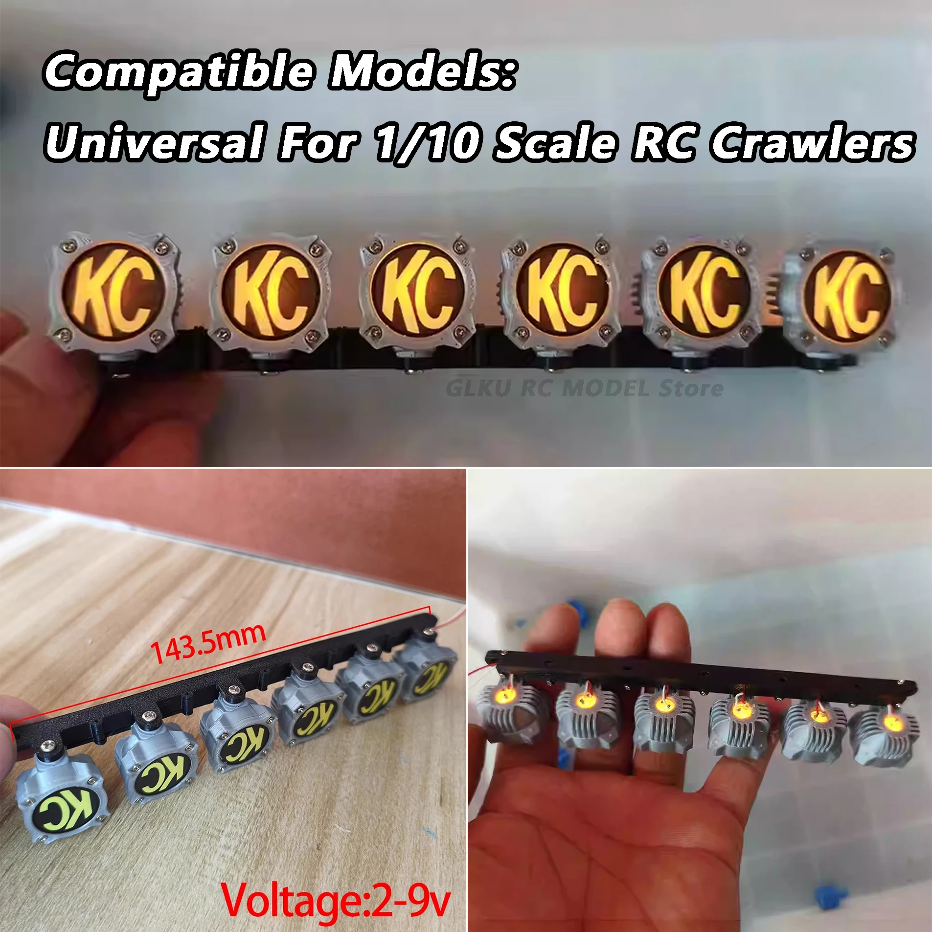 

RC Simulation 1/10 Model climbing vehicle roof KC light TRX4 AXIAL SCX10 90046 easy control LED light