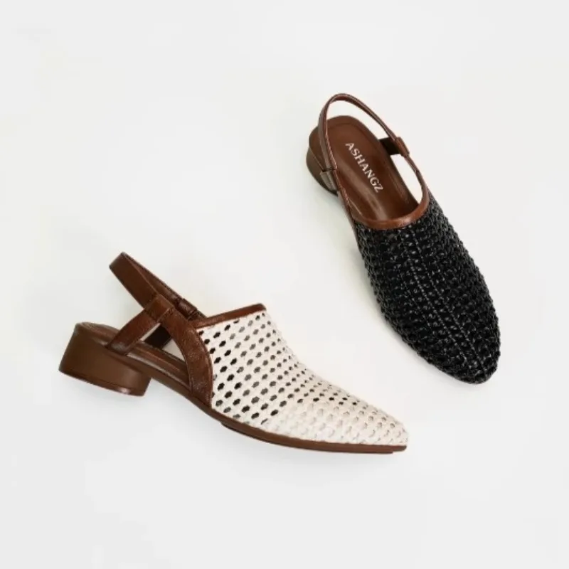 Sandali da donna Nuovo stile Sandali popolari Appartamenti a punta Mocassini moda con fondo Semplici scarpe da donna di lusso nere Zapatos Mujer