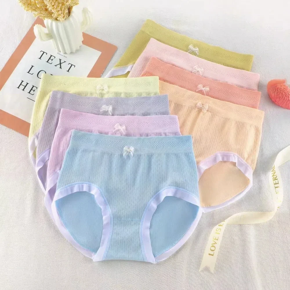 

8Pcs Low Waist Women Panties Set Underwear Random Color Ruffles Briefs Female Lingerie Comfortable Bow Underpants Girls Women