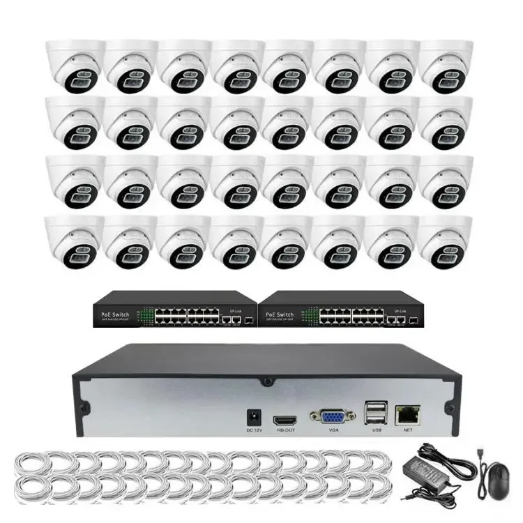 5 32chs 2 Way Audio 8mp 4K Face Human Detection POE CCTV Security Camera Module Outdoor System 4K NVR 8 MP Kit