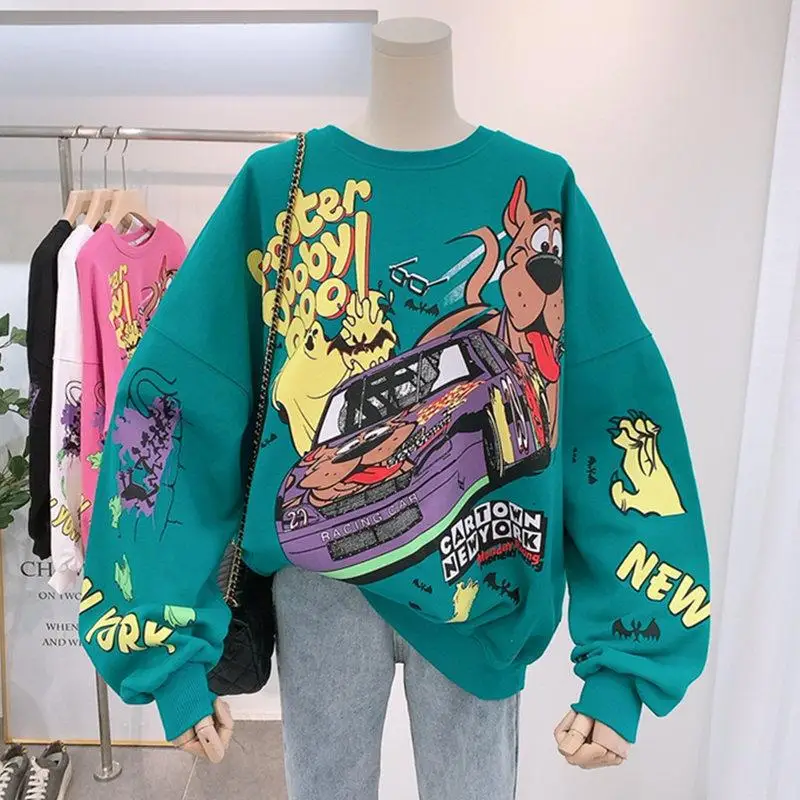 Sudaderas con capucha de dibujos animados para mujer, jersey de tipo fino, Sudadera con capucha de moda coreana, Sudadera de estilo pereza para