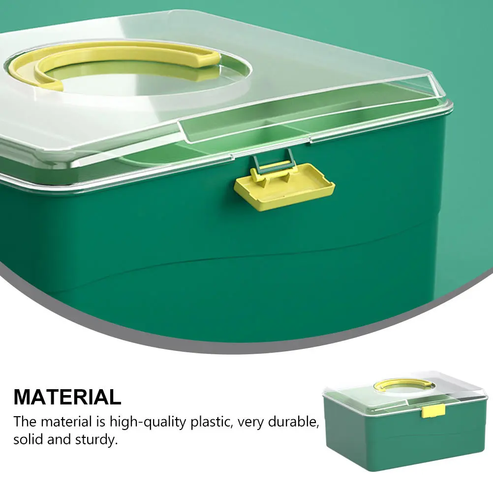 

Portable Medicine Box Large Capacity Double Layer Household Storage Emergency Medical Case Comfortable Handle Childproof Buckle