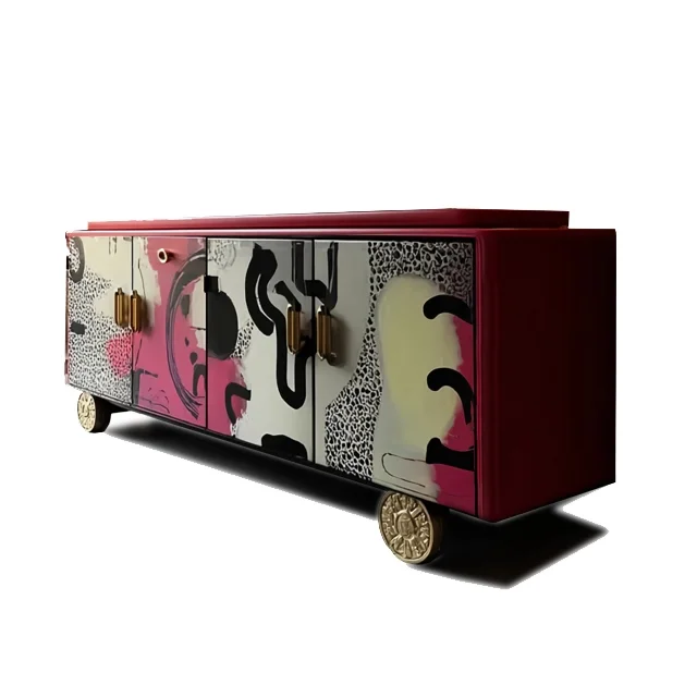 Original Designer, Leopard Print Sideboard, Modern High-end Custom Furniture for Dopamine Living Room