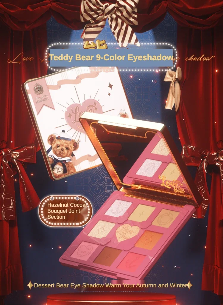 

Тени для век Flower Know, плюшевый мишка, девять сеток, нежный цвет, жемчуг, хамелеон, блестящий макияж, филиберт, букет какао, пластина для теней для век