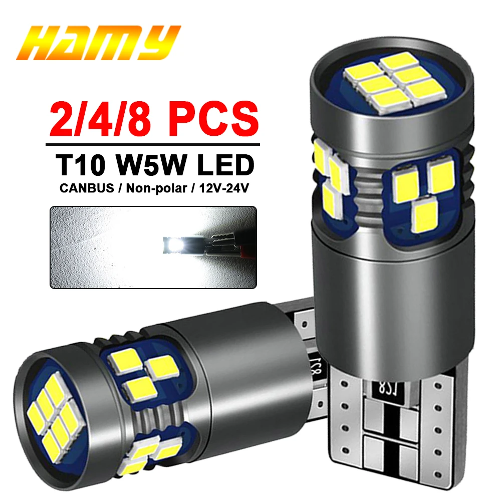 2-8 Uds CANBUS T10 W5W bombillas LED sin errores 12V 2016-18SMD 6500K blanco 900LM luces de separación del lado del cuña del maletero del coche superbrillantes