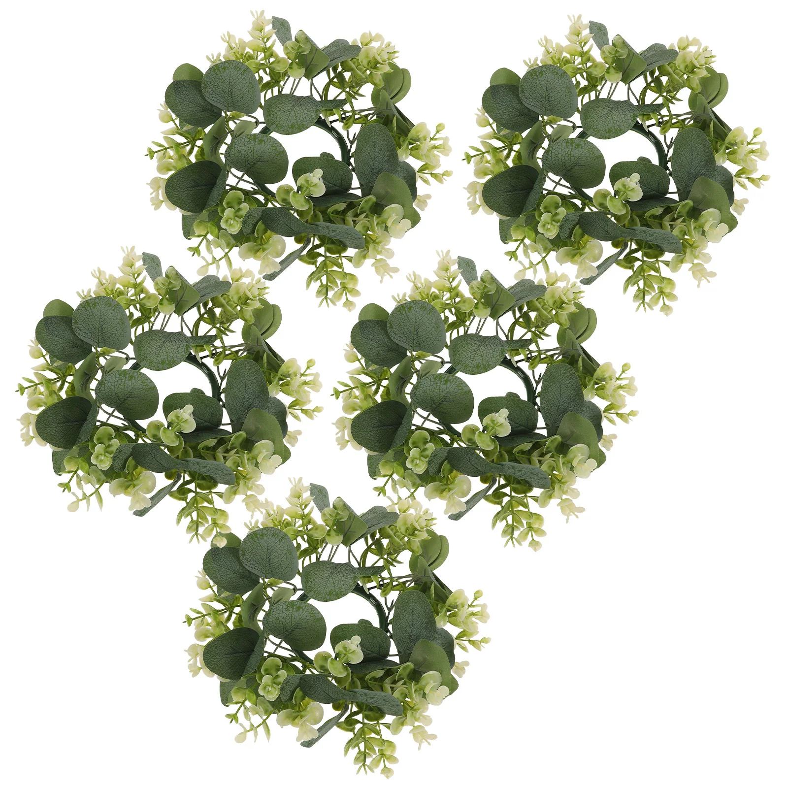 

5Pcs Mini Eucalyptus Wreath Artificial Faux Greenery Rings Spring Summer Wedding Centerpieces Table Door Decor