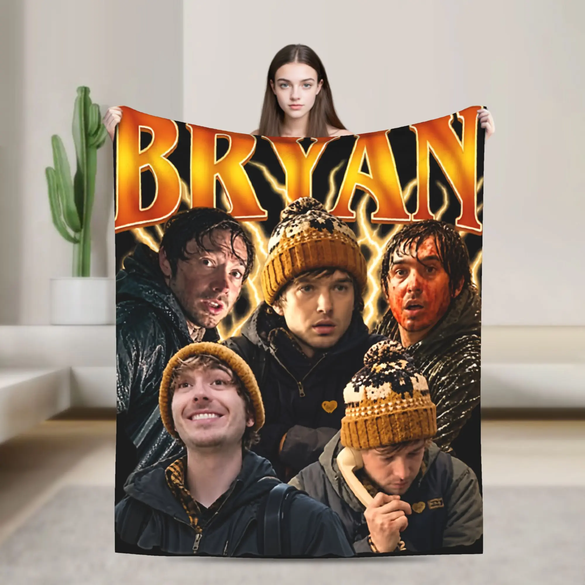 Vintage Bryan RE Austin Abrams Knitted Blanket Flannel  Lightweight Throw Blanket for Outdoor Travel Bedroom Quilt