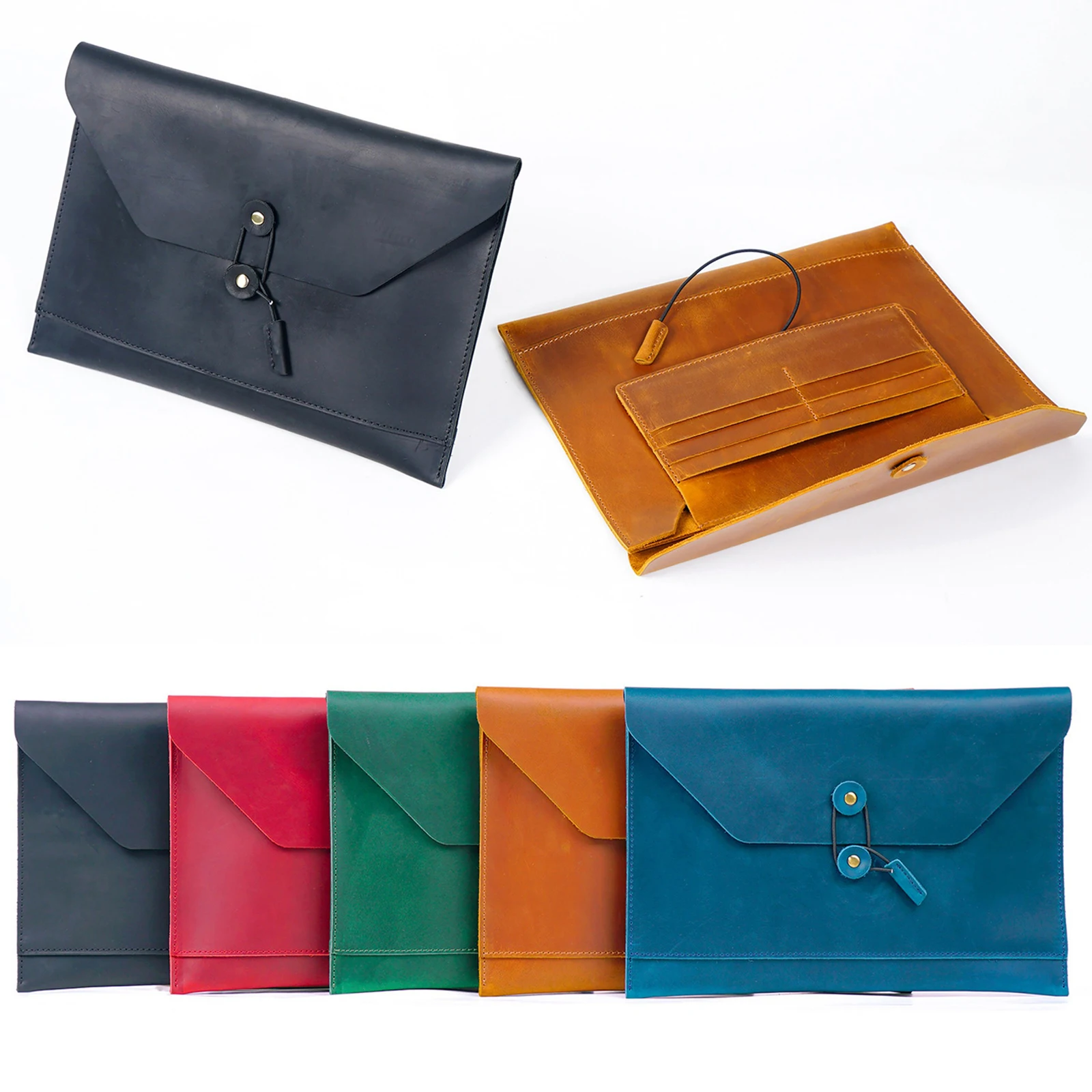เคสหนังแท้สำหรับ iPad พร้อมช่องเก็บเอกสาร - แฟ้มเก็บเอกสารอเนกประสงค์พร้อมช่องใส่บัตร