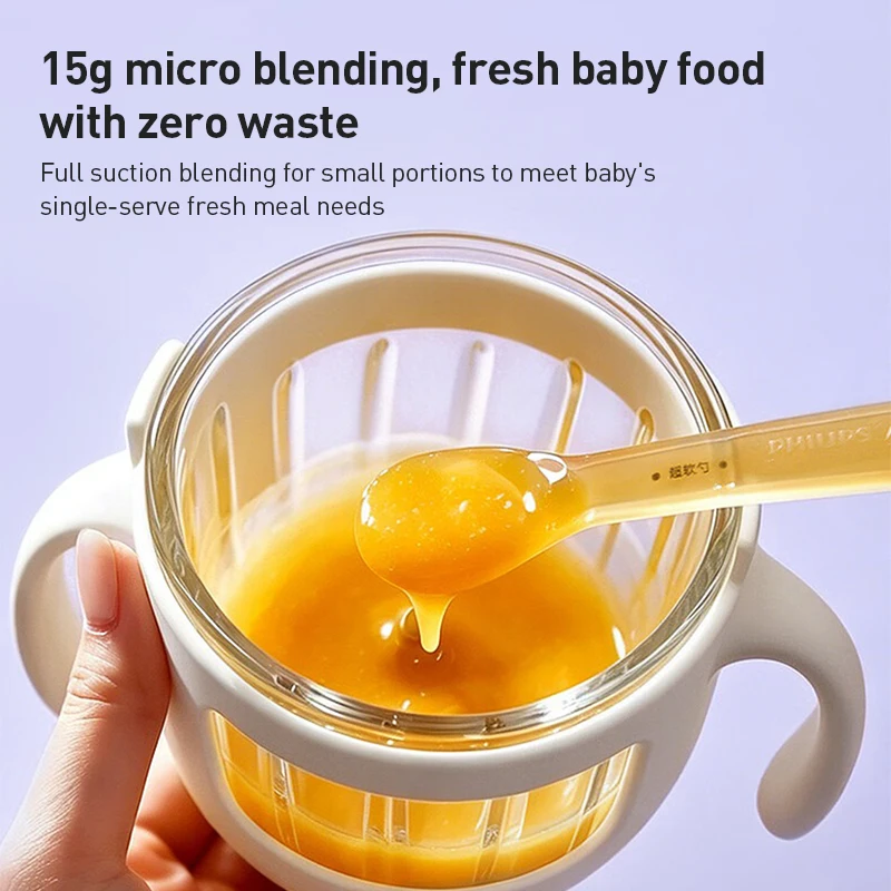 Philips Avent Baby Food Maker 150W 2 Glass Cups 2 Blades 25000RPM 316L 8-Blade Cutter Mini Food Processor view 5