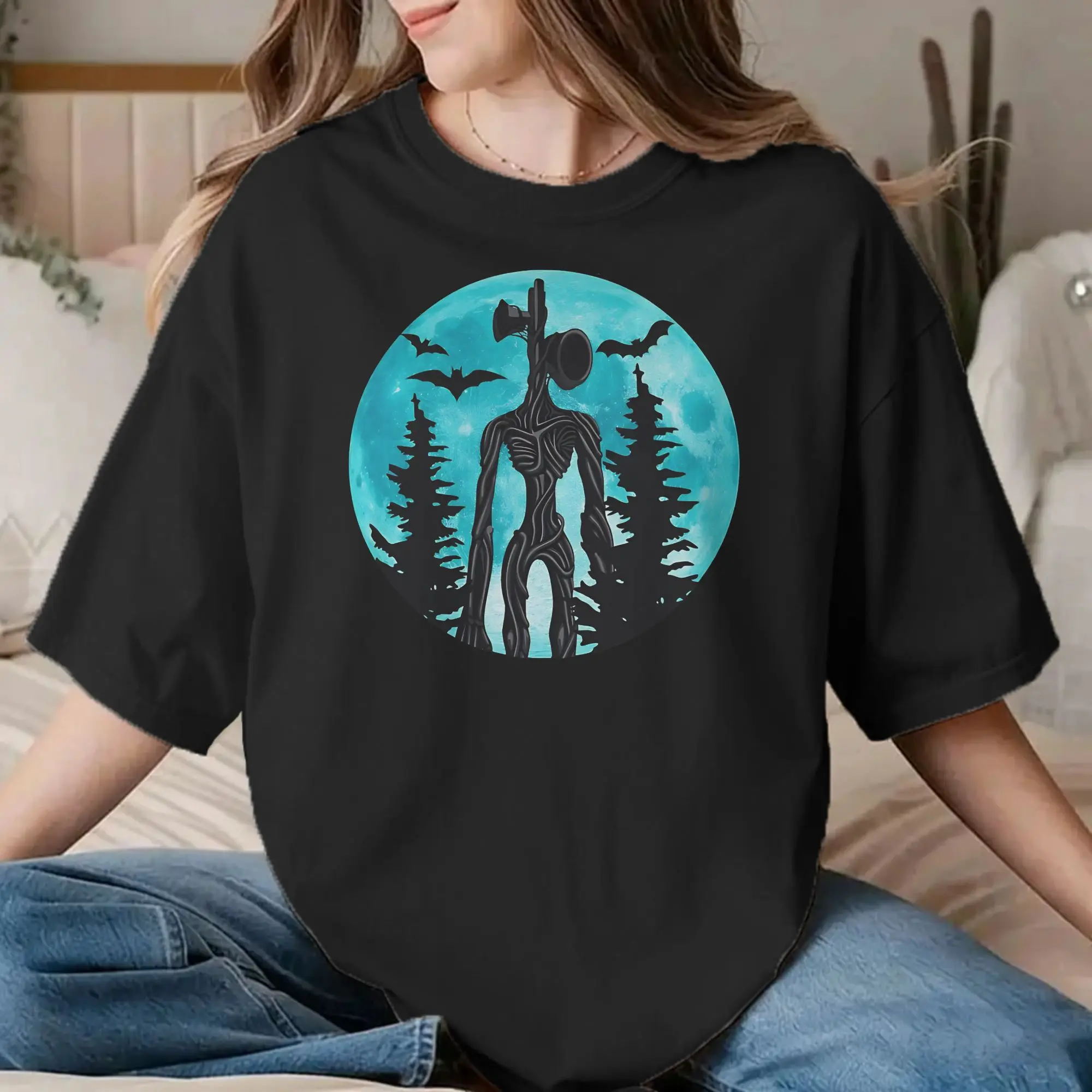 Men Women's T-Shirt Siren Head Cryptid Novelty 100% Cotton Tee Shirt Short Sleeve  T Shirts Round Collar Tops Plus Size