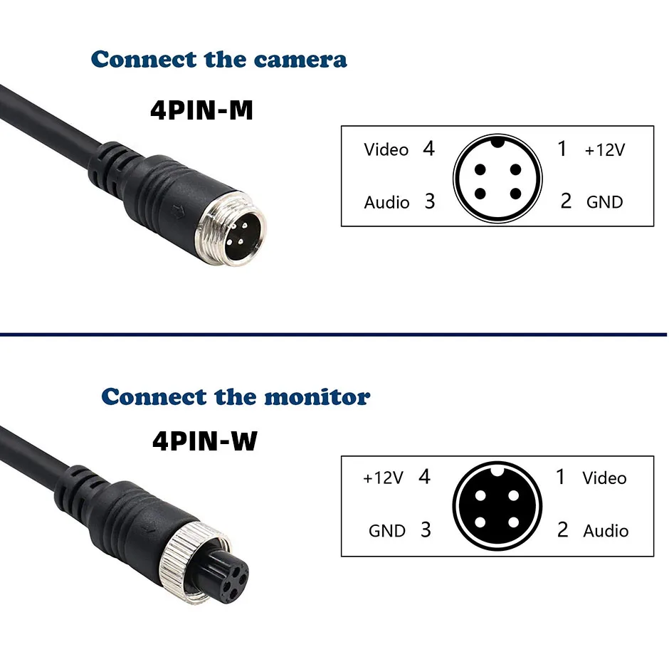 QXNY 4Pin Aviation Head Male/Female to RCA AV/Female DC Multiple Cable Plug Adapter Converter For Car Rear Camera Monitor