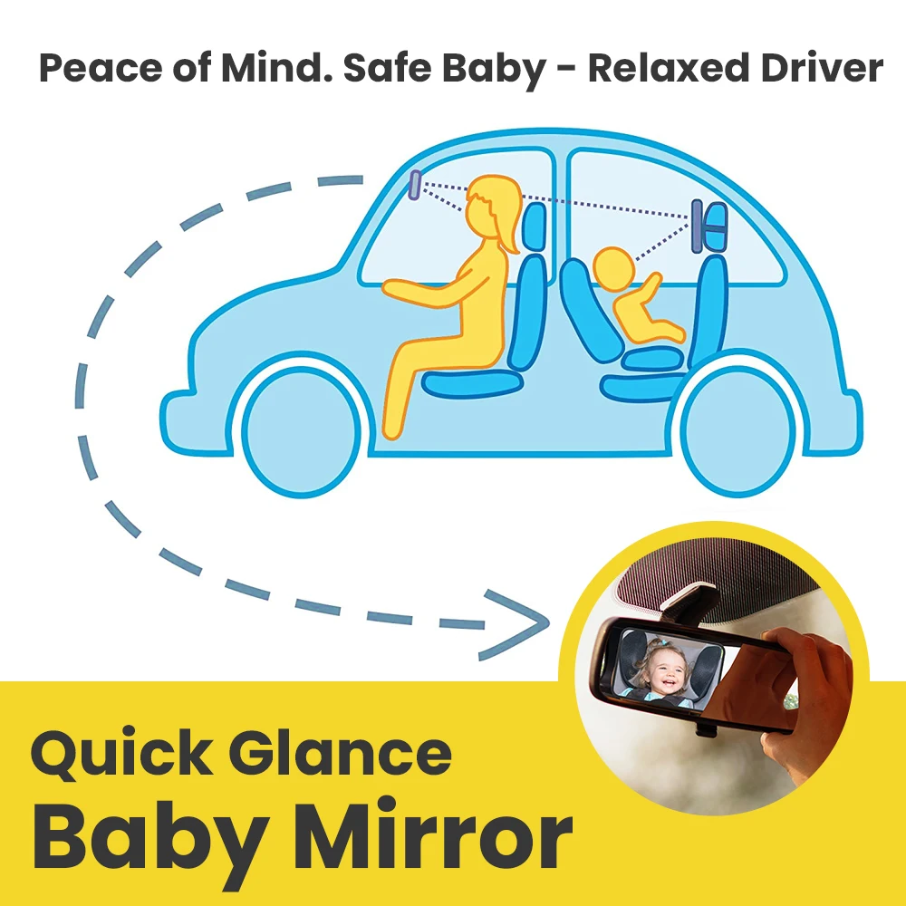 1 pc Crash Tested and Certified Shatterproof Baby Car Mirror for Rear Facing Infant with Wide Larger Crystal Clear View