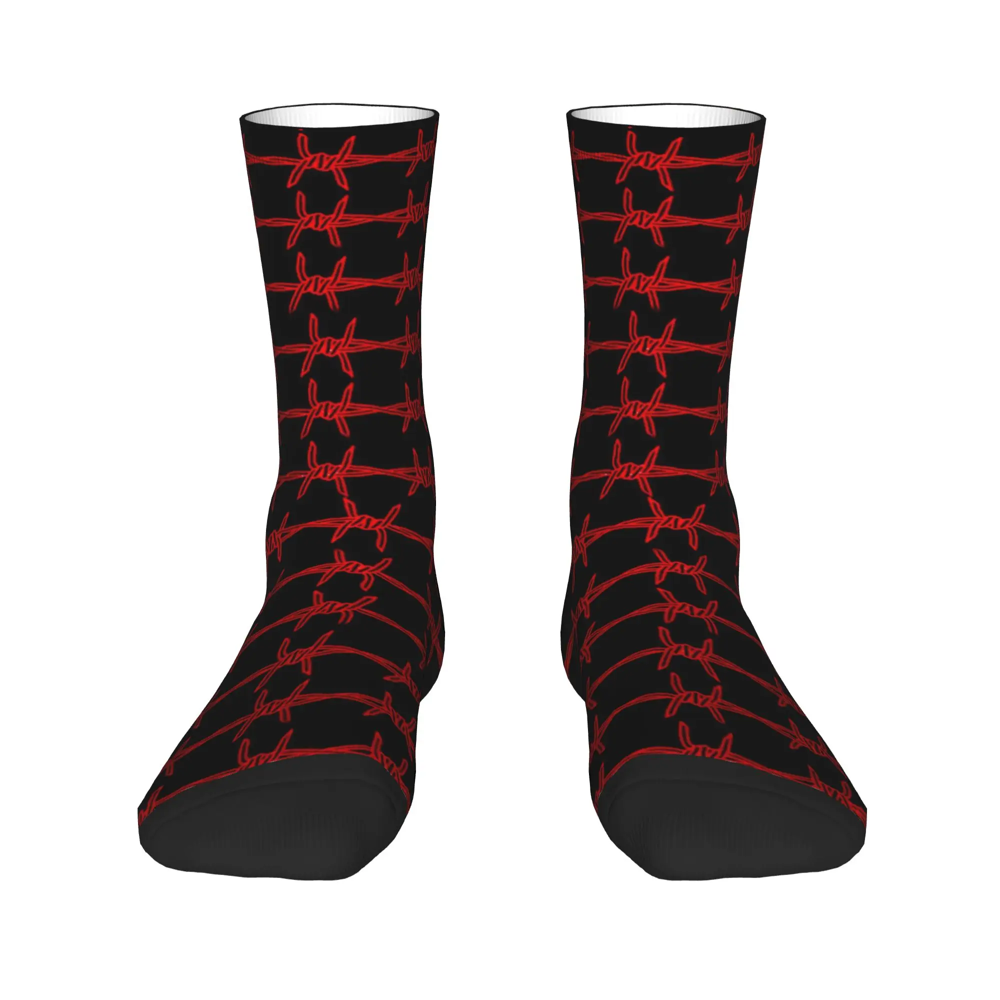 Red Black Thorn Cross Pattern Socks  Non-Slip Stockings Men Soft Outdoor Socks Autumn Elegant Custom Socks