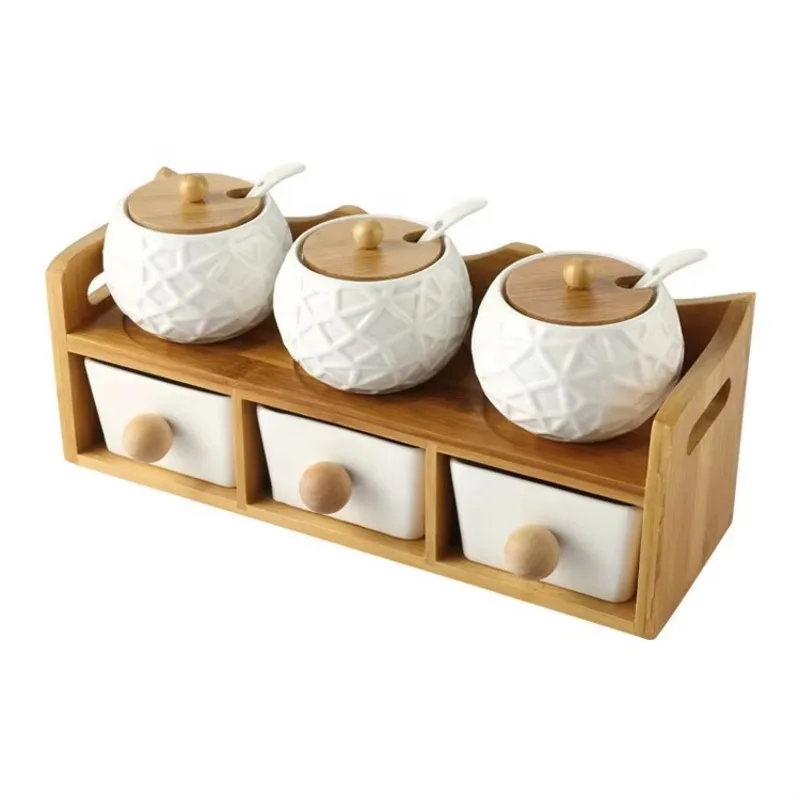 White Modern Kitchen Storage Container 50ml 4oz Ceramic Spice Pepper Jar Set with Lid Freshness Preservation