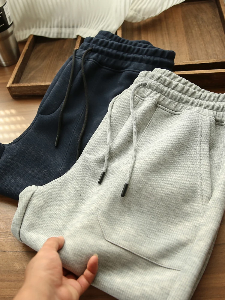 

Comfortable Knitted Men's Color Skin-friendly Breathable Sports Casual Pants Autumn New Sle Loose Fit mid Waist Long ...