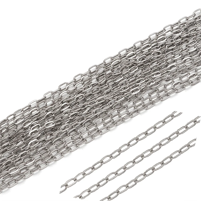 10m 304 kabel ze stali nierdzewnej łańcuchy krzyż łańcuch Link Chain do tworzenia biżuterii DIY bransoletka akcesoria naszyjnikowe 4x2mm 4.5x2.5mm