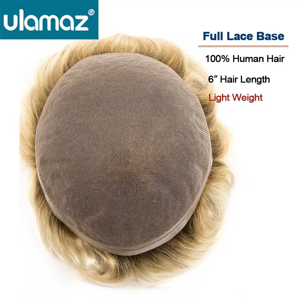 Man Wig Human Hair Full Lace Wigs French Lace Hair System For Men Capillary Male Hair Prothesis Lace Wig Double Knot Hair Piece