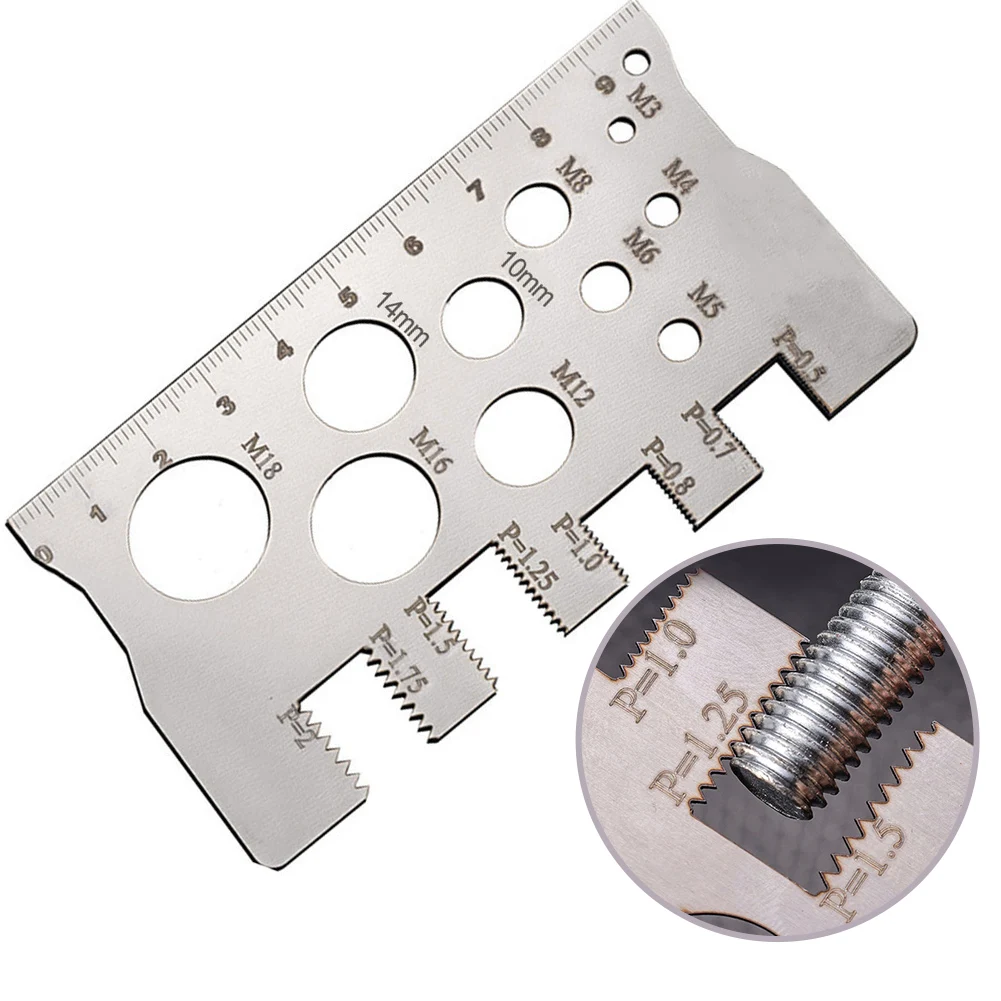Screw Thread Pitch Gauge Ruler Screw Measurement Ruler Measuring Tool Bolt Nut Metric Stainless Steel Gauge Measuring Tape Ruler