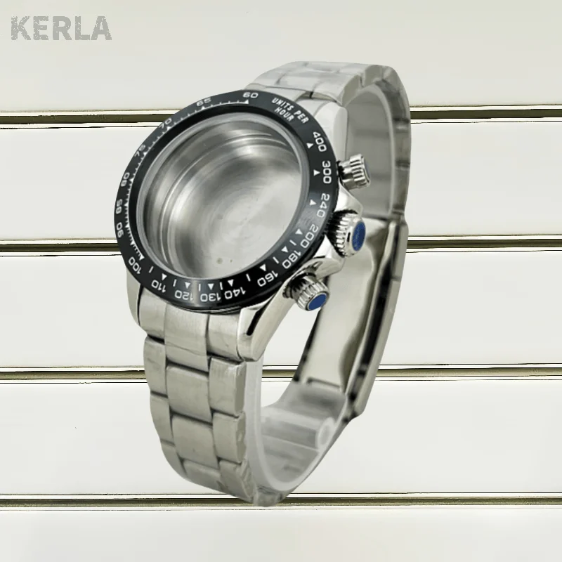 39,2mm Silber-Roségold Herrenuhr Stahlgehäuse für Daytona VK63 VK64 Quarzwerk Gehäuse Uhrenteile Zubehör Passend für 20mm Armband – Detail 2