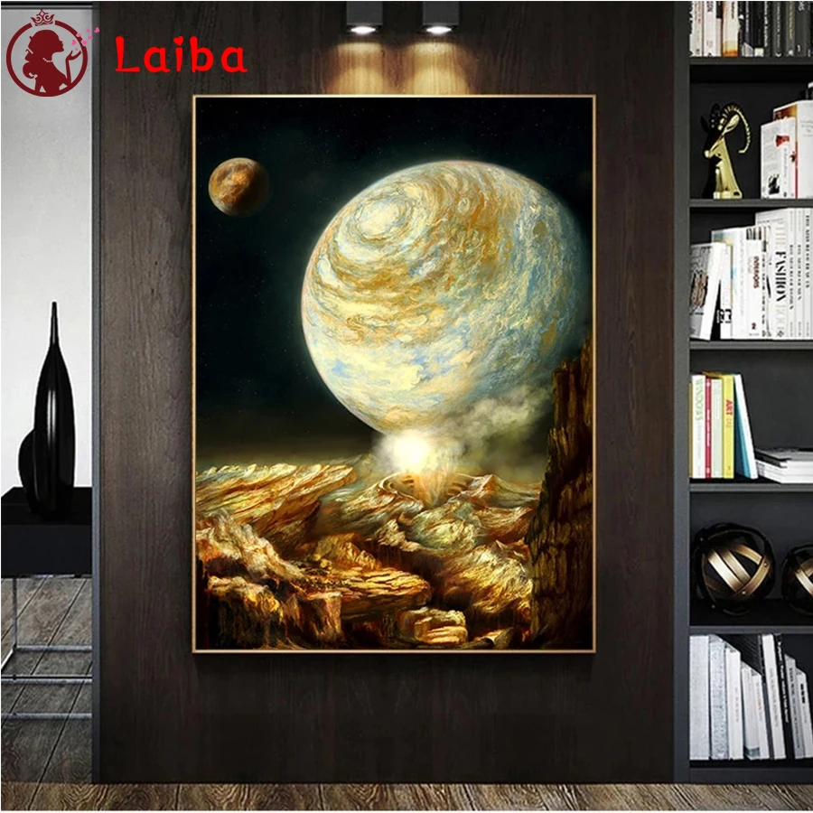 

Diamond Embroidery Science fiction art, space planet Diamond Painting Full Square round drill Mosaic Cross Stitch Wall Art