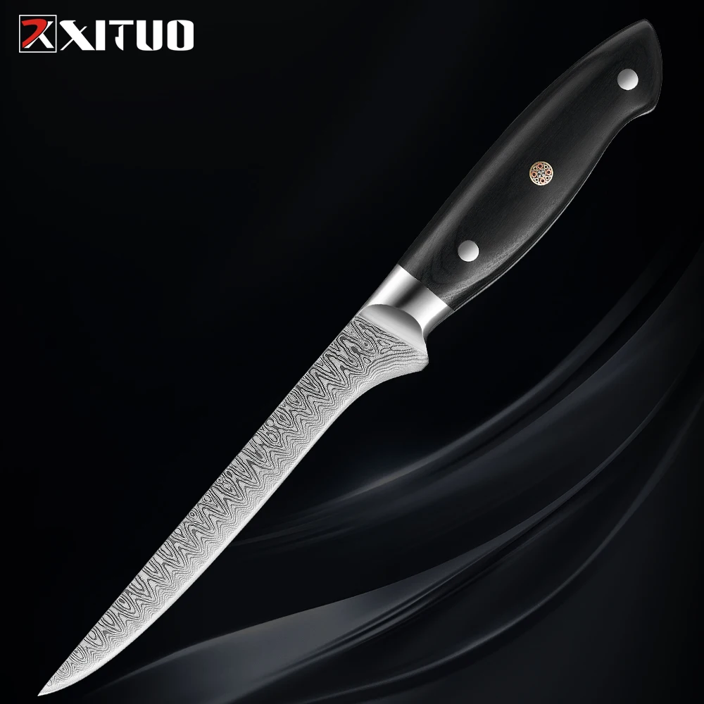 

Kitchen Knife Boning Knife Damascus Laser Pattern Butcher Knife Stainless Steel Bone Meat Fruit Vegetables Fish Chef Knife