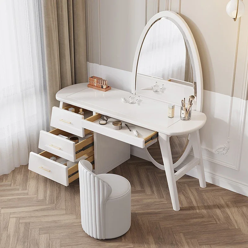 

S White Modern Wooden Dresser Storage Drawer Household Furniture Bedroom with Mirror