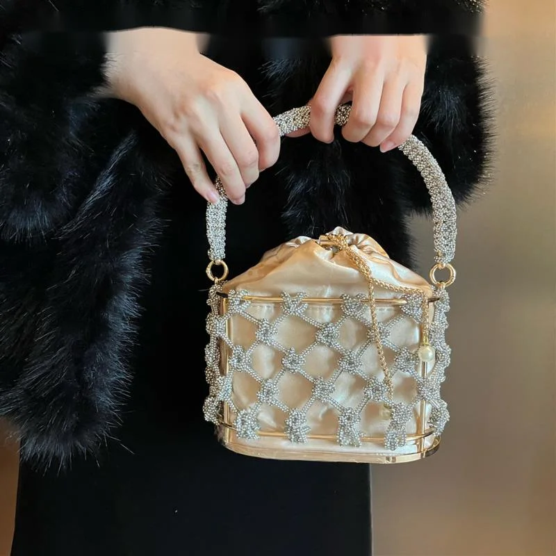 Luksusowa pleciona klatka damska torebka niszowa torba wieczorowa torby na przyjęcie weselne torebka torba na ramię Crossbody bolsa de noche