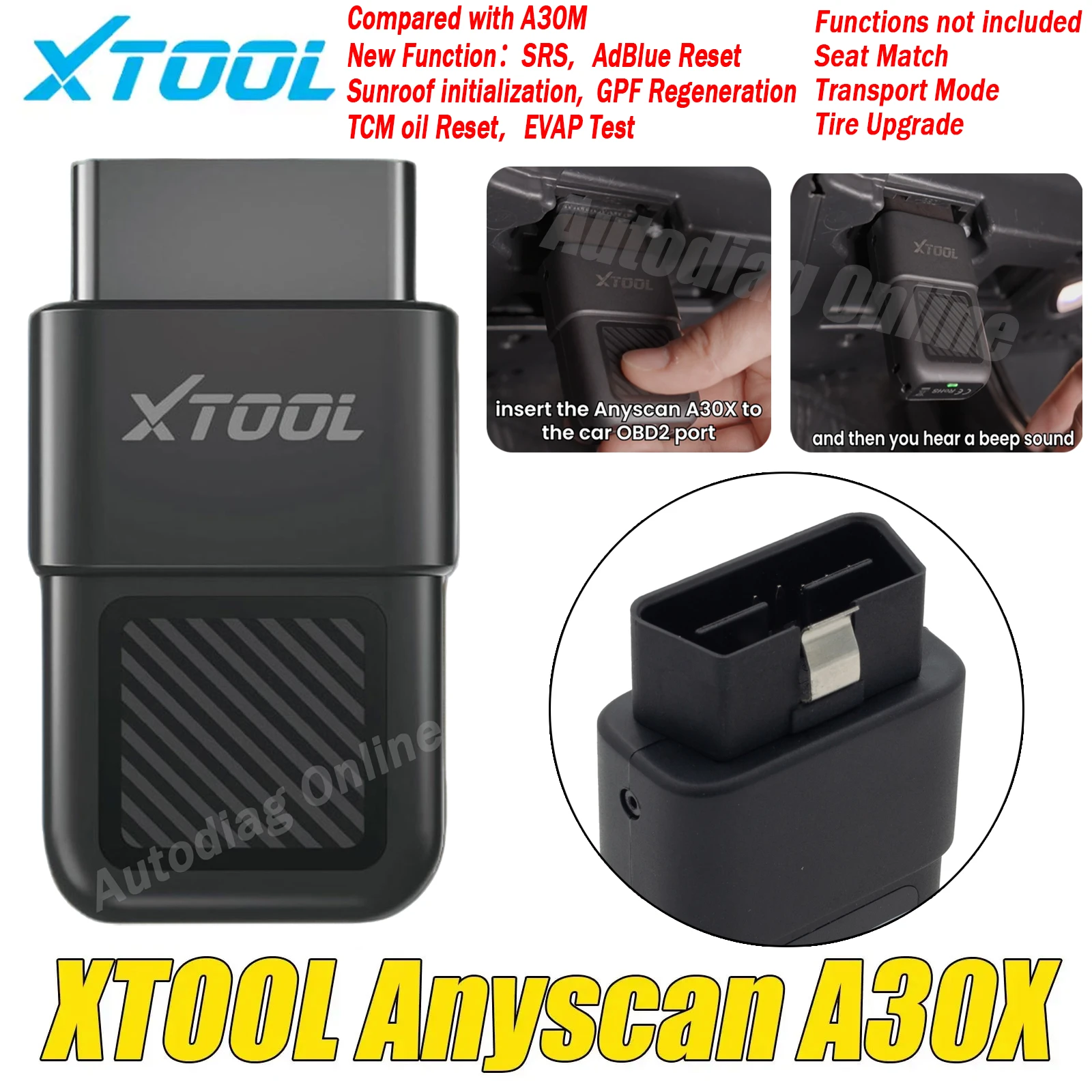 

XTOOL Anyscan A30X Bluetooth Scanner Car Diagnostic Tool 26+ Reset Service Code Reader Diagnostic SGW For FCA vehicles Auto Scan
