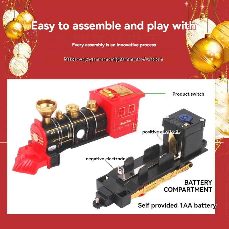 2025 Mini elektrischer Weihnachtszug, Spielzeug, elektrisches Schienenauto, Simulationsauto für Kinder, Spielzeug für Kinder, Weihnachtsgeschenk