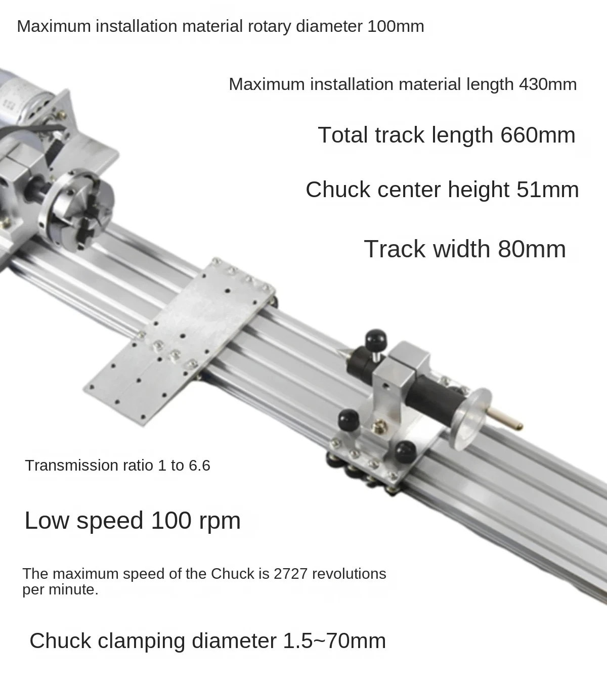 Sixth Generation 997 Motor 6.6 Times Transmission Ratio 65 Four-Jaw Linkage Chuck Clamp 1.5 ~ 70mm Electrodeless Speed Control