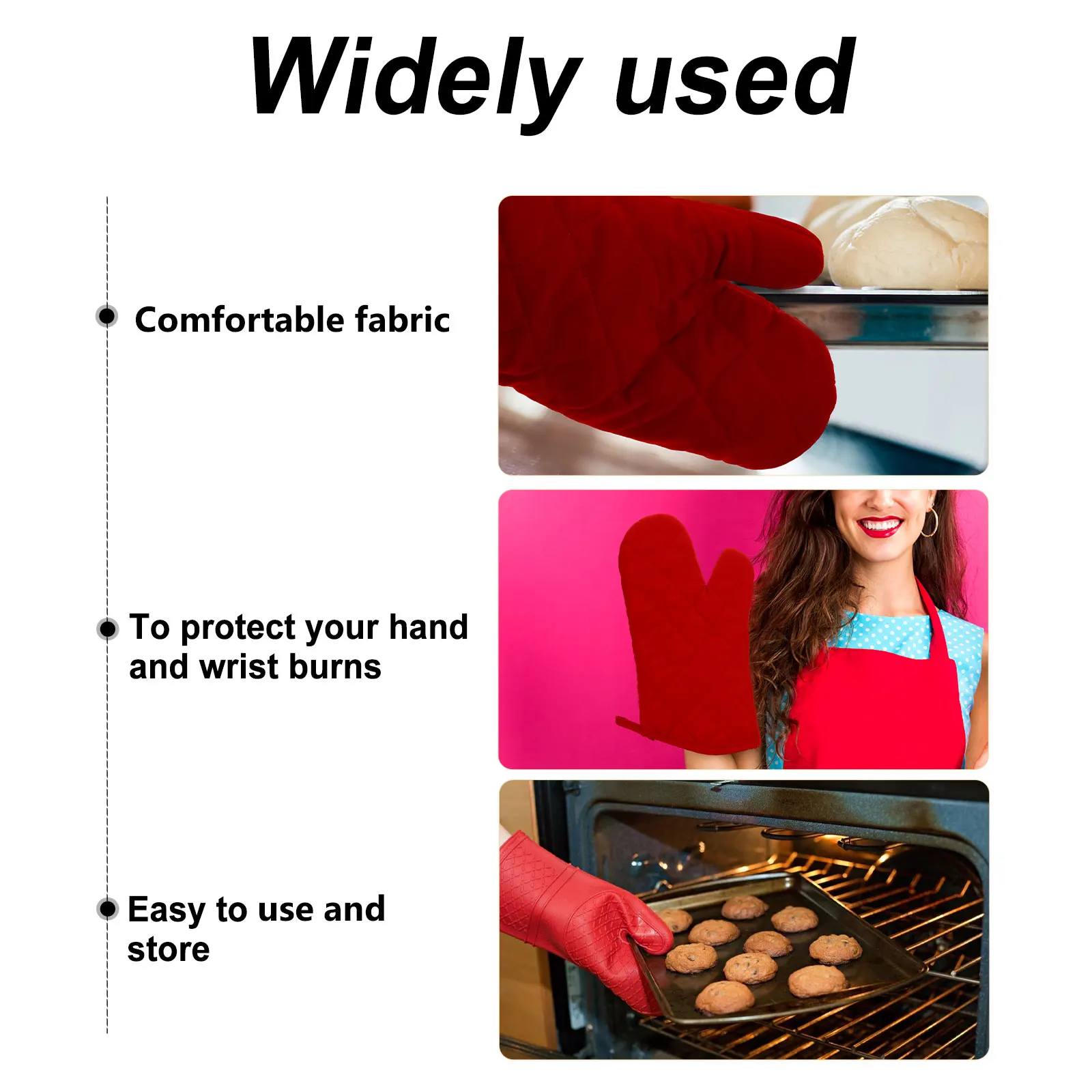 

Thickened Heat Microwave High Temp Red Non Slip Kitchen Mitts Microwave Gloves Baking Gloves Easy Clean Storage
