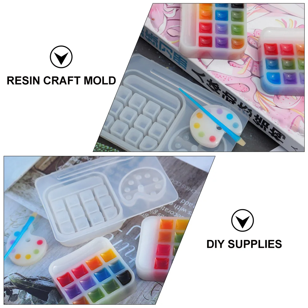 

2pcs Crystal Epoxy Resin Mold Flexible Silicone Paint Tray Box for DIY Accessories Craft Making Tools Jewelry Parts