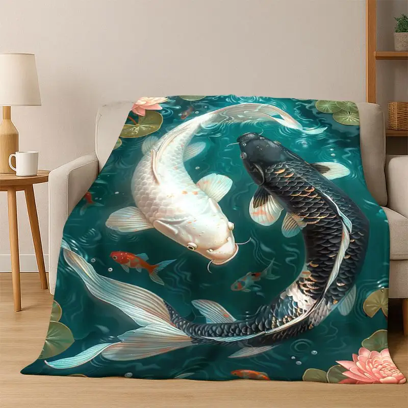 Yin Yang Symbol Chinese Tai Chi Flannel Blanket Soft Warm Throw Blanket for Bedroom Living Room Bed Travel Camping Picnic Gift
