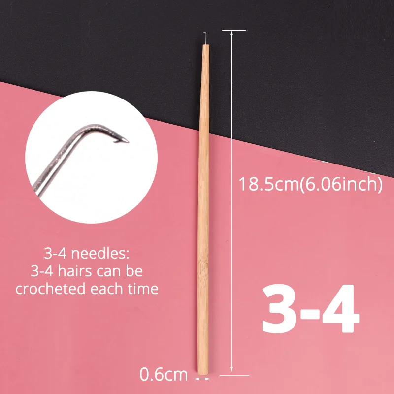 4 Pcs Different Size Ventilating Needles For Lace Wigs Making Long Wooden Handle Crochet Needle Hair Wig Making Tools image 4