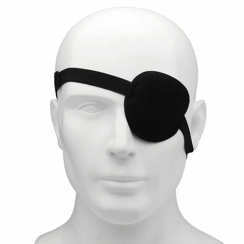 Pirate Eye Patch Unisex Black Single Eye Patch Eyepatch One Eye Washable Adjustable Concave Eye Patch Kid Pirate Cosplay Costume