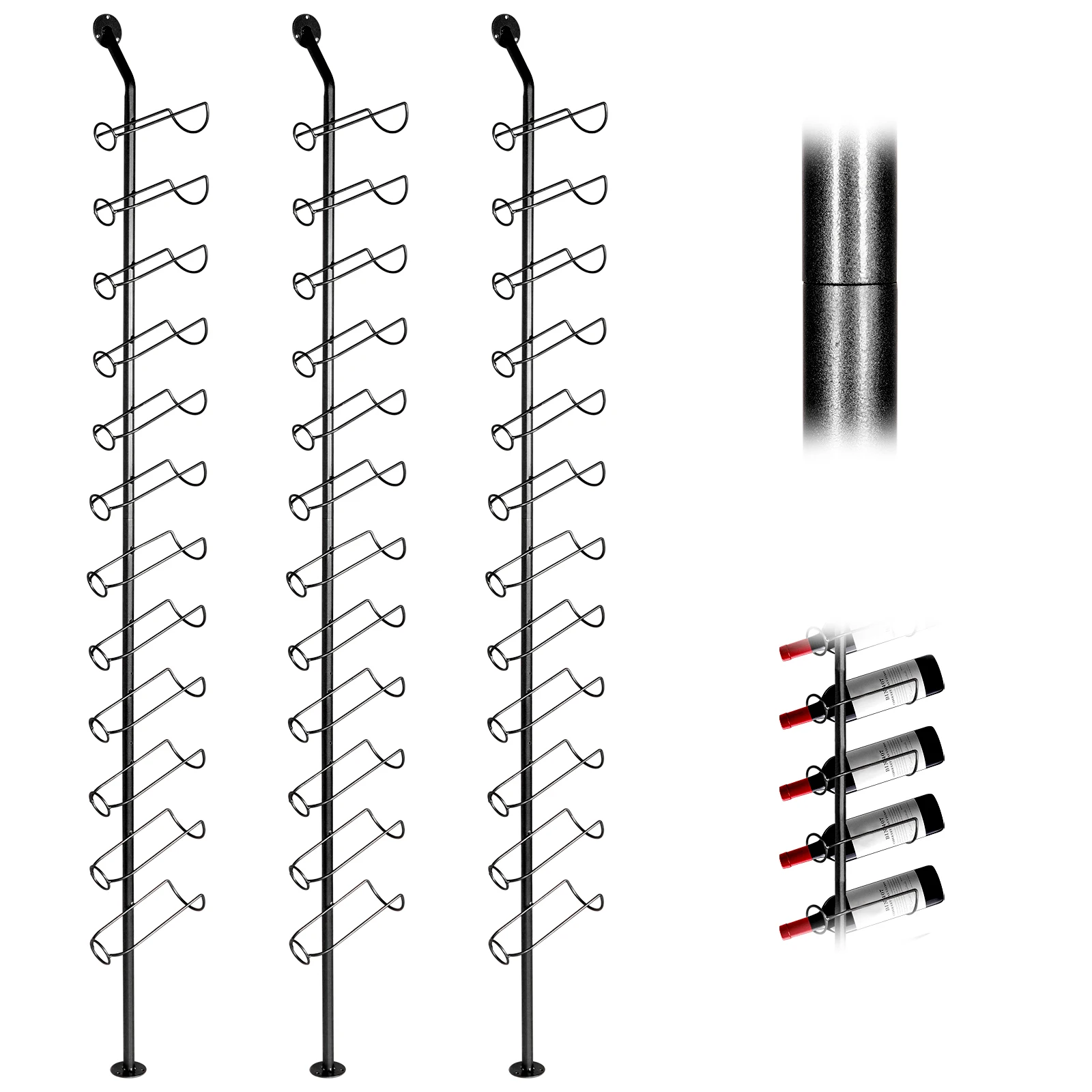 5パック壁掛けワイン収納オーガナイザー60本用吊り下げ式ラッ - Wine Rack Wall Mount のレビューと価格