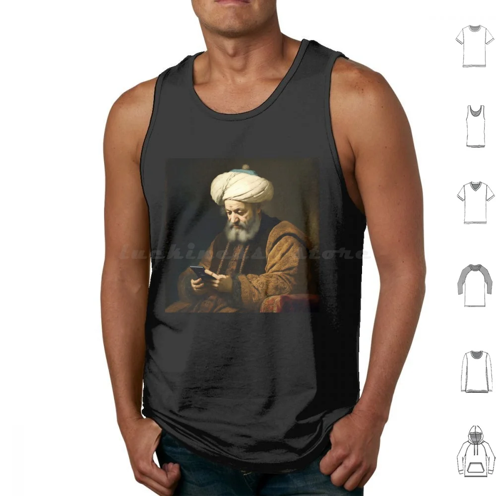 Ottoman Playing With His Phone Tank Tops Vest Sleeveless Dirilis Ertugrul Turkish Turkey Famous Medieval Swords Vector Potrait