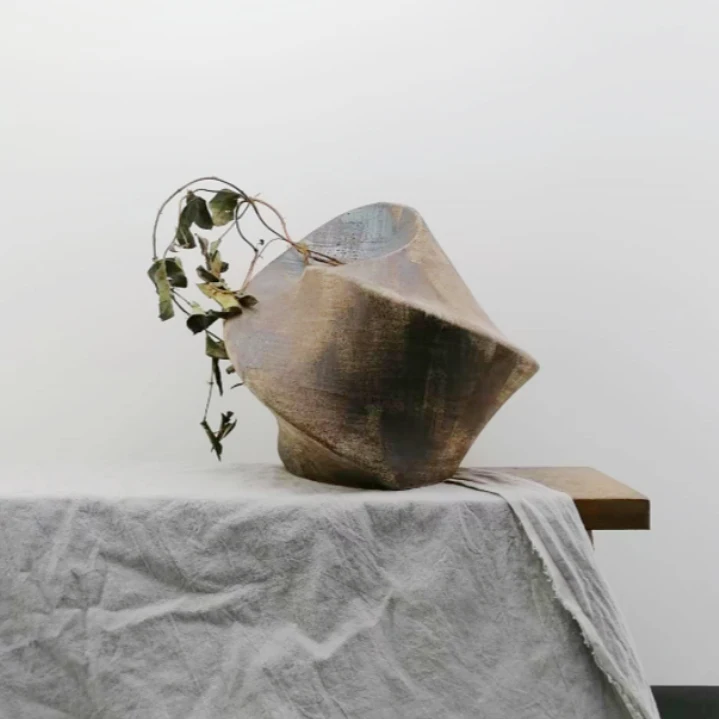 Aged Ceramic Flower Vase Creative Restaurant Hotel Display Window Green Plant Floral Decorative Accessories Wabi Sabi Style
