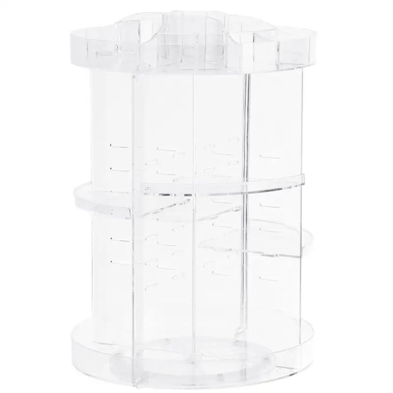 360° Rotating Makeup Organizer Acrylic Makeup Spinning Holder Adjustable Bathroom Cosmetic Storage Rack 4 Trays Makeup Caddy