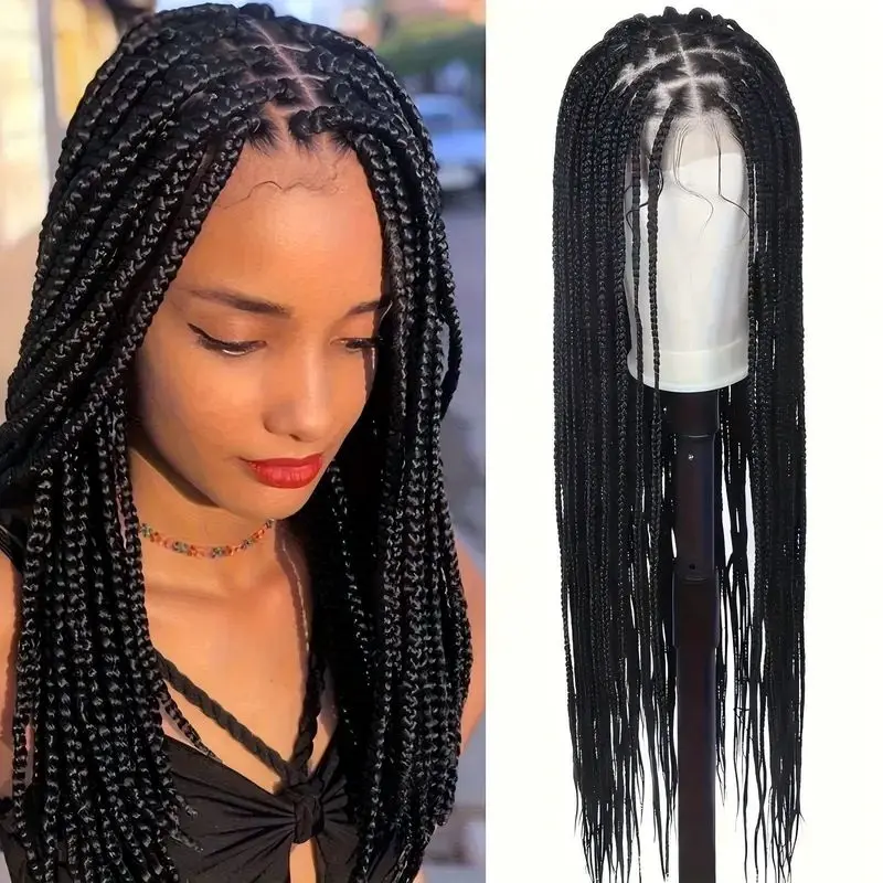 European and American style three-strand braid , lace, hand-woven, full head wig