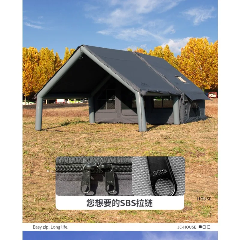 Cotton inflatable tent camping gray 6.3 square meters outdoor fishing long match