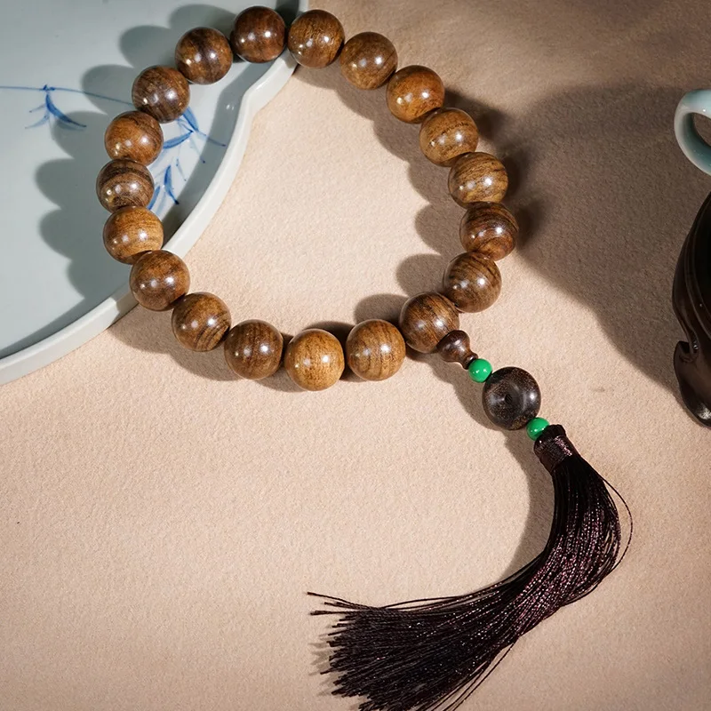 Chinese Style Lucky Auspicious Wooden Prayer Beads Handheld Peace Buckle Pendant Tassel Blessing Good Luck Mala Beads For Car