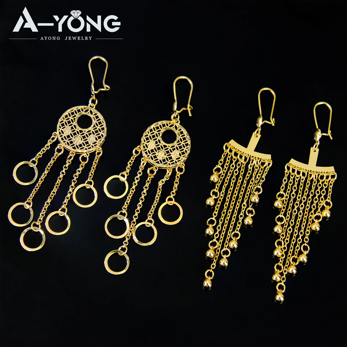Bohemian Tassel Dangle Long Earrings for Women 21k Gold Plated Italian Lady Fashion Drop Earring Algerian Dubai Wedding Jewelry
