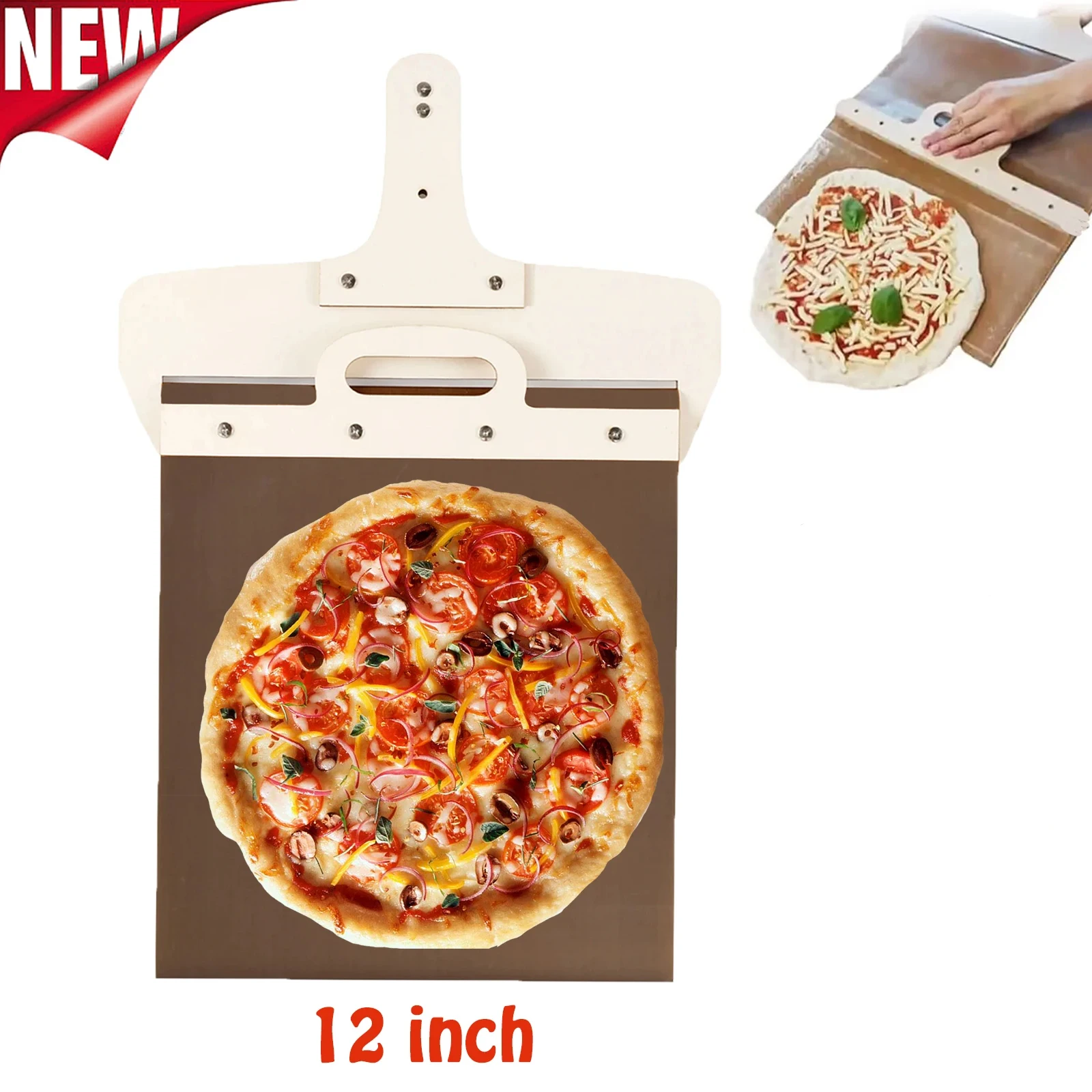 

55*30cm Sliding Pizza Peel Shovel Removable Wooden Handle Pizza Spatula with High-temperature Resistant Tarps Baking Tools